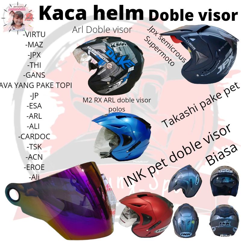 kaca helm jp 8 Doble visor jpX semicrous Supermoto Thi AVA INK topi biasa ARL Takashi Cardox kbr Ali