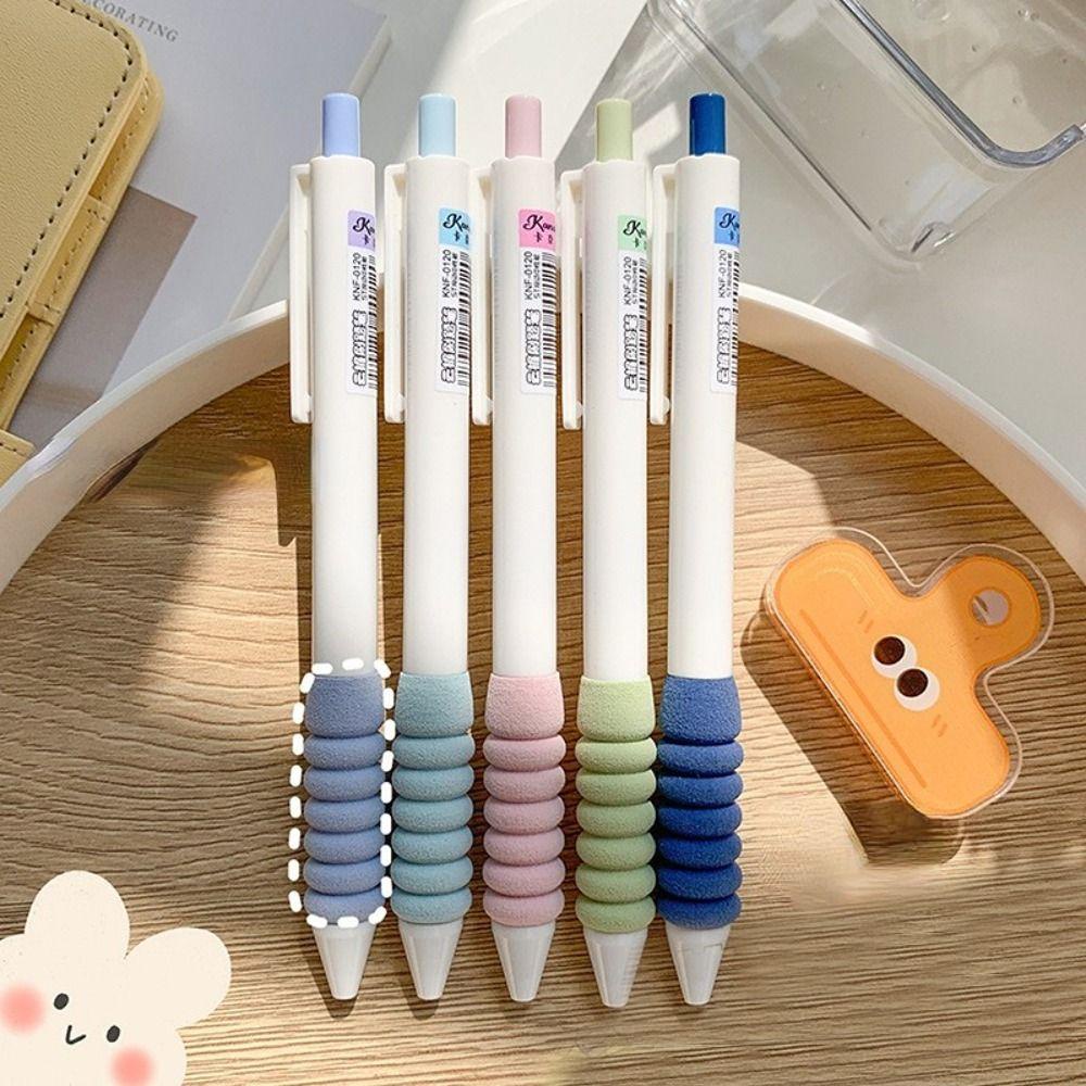 Mxbeauty Awan Lembut Pena Netral Morandi Warna 5pcs/set Siswa Stationary Tinta Hitam Tidak Sakit Di Jari Pen Penandatanganan