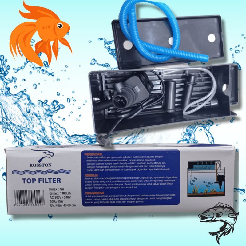 Box filter lengkap aquarium ROSSTON Top filter 3 in 1