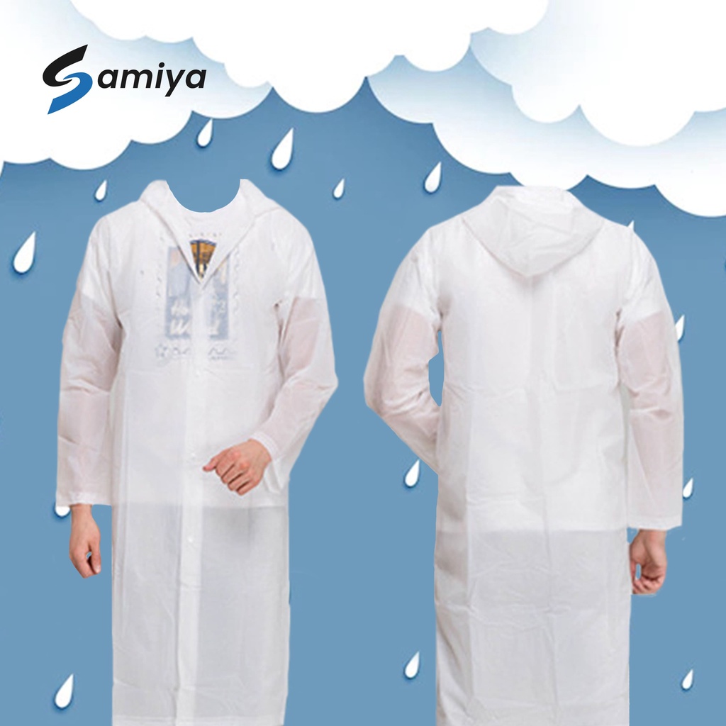 jas hujan motor dewasa EVA raincoat black white transparan / rain coat portable