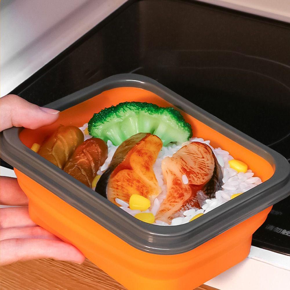 Top Lipat Bento Box Outdoor Rectangle Grid Microwavable Wadah Makanan Anti Bocor