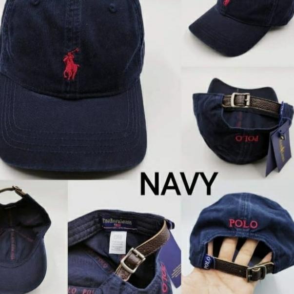 TOPI PO LO STRAP KULIT IMPORT - PL-01/Navy