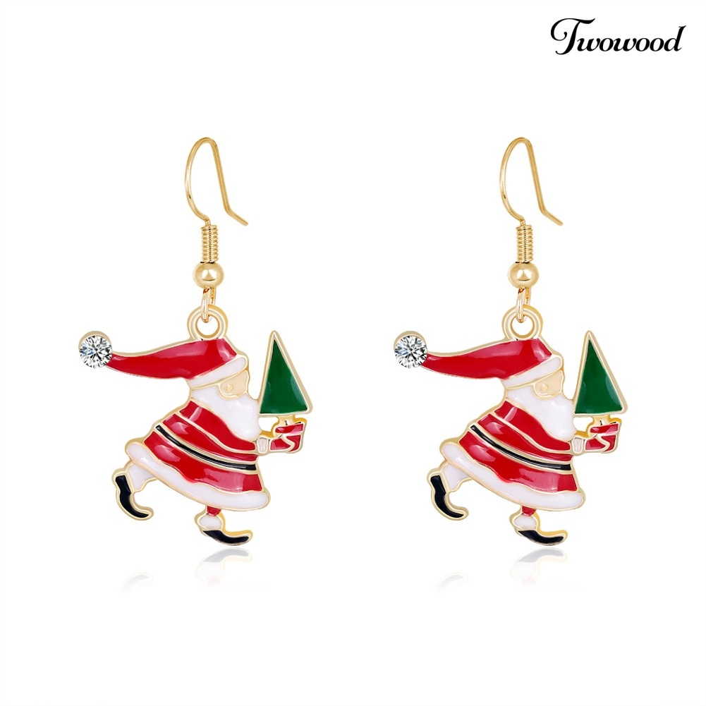 Anting Hook Liontin Santa Bahan Alloy Untuk Wanita