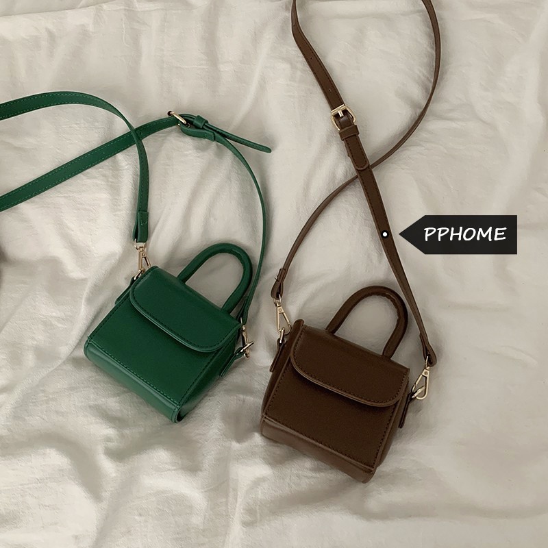 Suhao Mini Green Bag Wanita 2021 Baru Fashion Trendi Retro Portabel Kecil Square Tas Lipstik Tas All-Match Messenger Bag