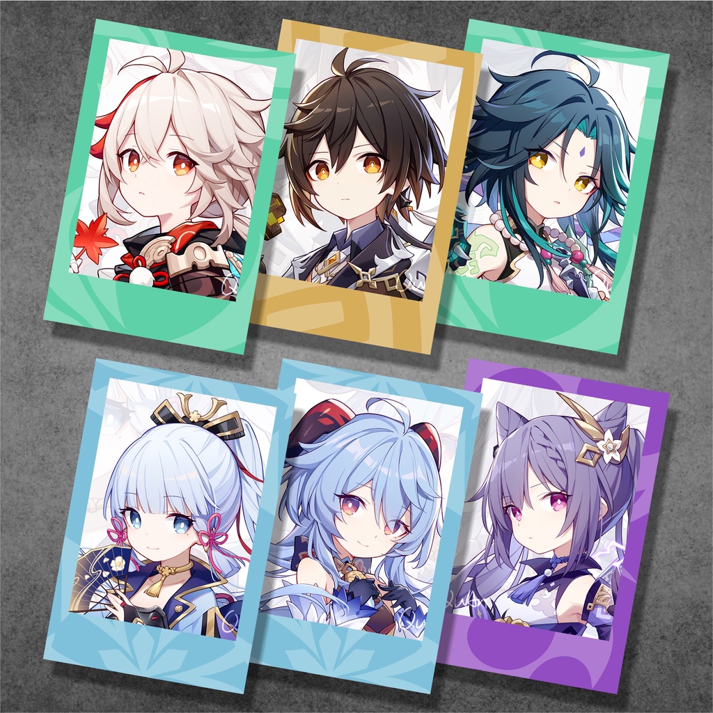 Koleksi Polaroid Anime Game Genshin Impact B - Warna - Ayaka Diluc Eula Ganyu HuTao Jean Kazuha Keqing Klee Kokomi Shogun Tartaglia Venti Xiao Yae Miko Yelan Yomiya Zhongli