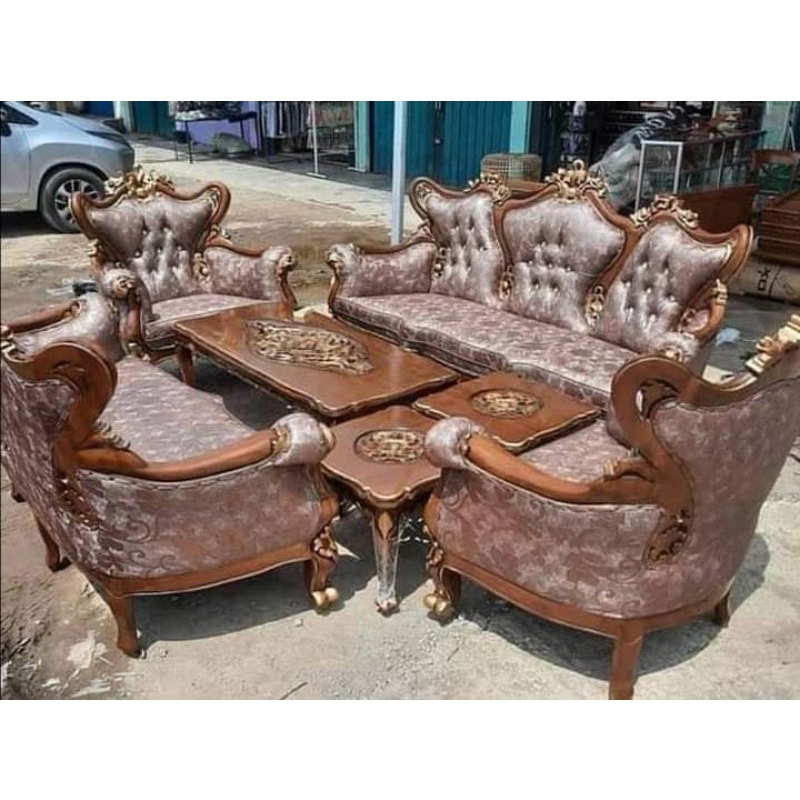 kursi tamu mewah modern kayu jati / kursi ruang tamu modern / kursi tamu salina