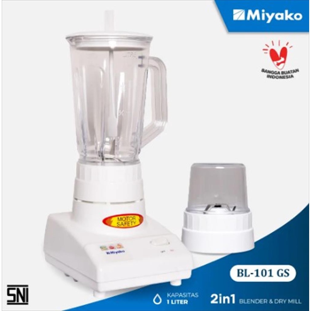 Blender Miyako Kaca Kapasitas 1 Liter 2 IN 1 BL-101 GS / BL-101GS