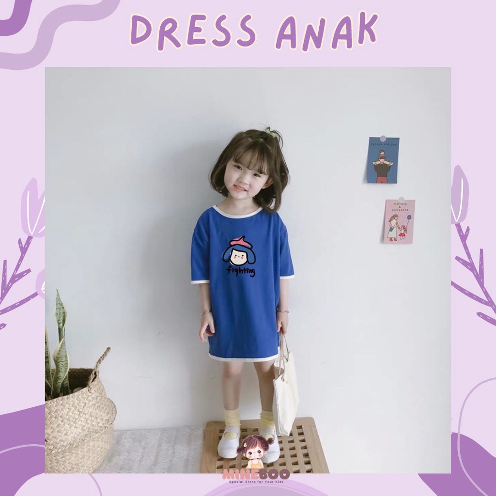 mineboo - DRESS FIGHTING EBV 1-8tahun Dress kaos cotton Baju anak perempuan Pakaian anak cewek Dress Baju atasan perempuan anak perempuan