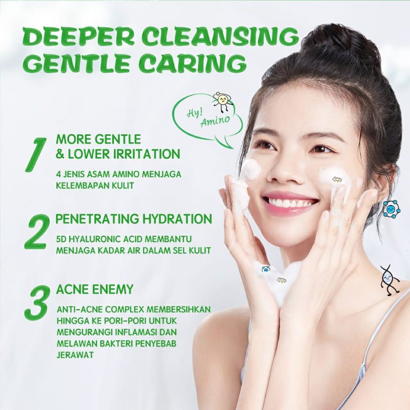 YOU Hy! Amino AC-Ttack Anti Acne Facial Wash Sabun Cuci Muka Acnes Facial Wash Bekas Jerawat