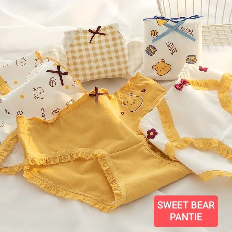 SWEET BEAR PANTIE CELANA DALAM REMANA ABG WANITA DEWASA IMPORT KATUN KOREA MOTIF LUCU ADEM NYAMAN