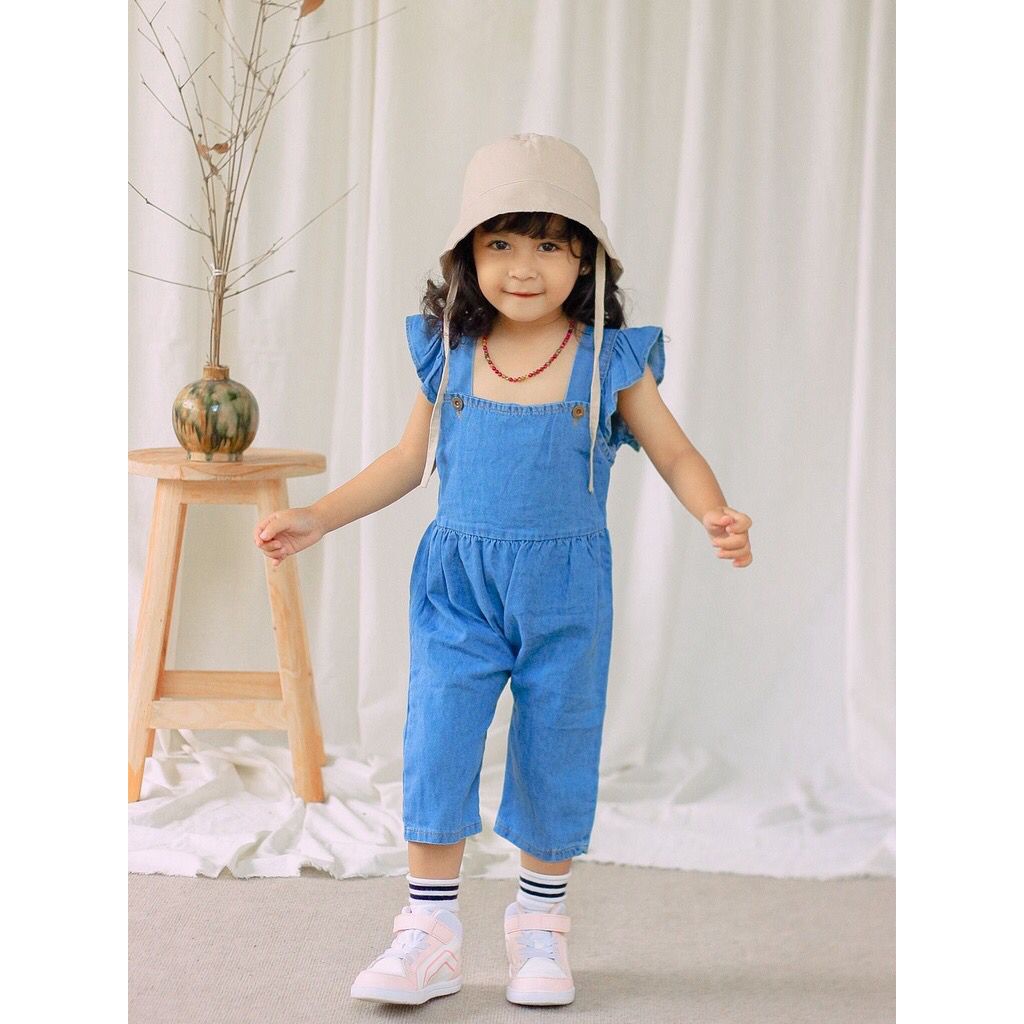 Melody Jumpsuit Denim uk 1-4 Tahun / Baju Jeans Bahan Denim Jins Kualitas Import Levis Lepis Anak Perempuan Setelan Kiosbalitaaprillia