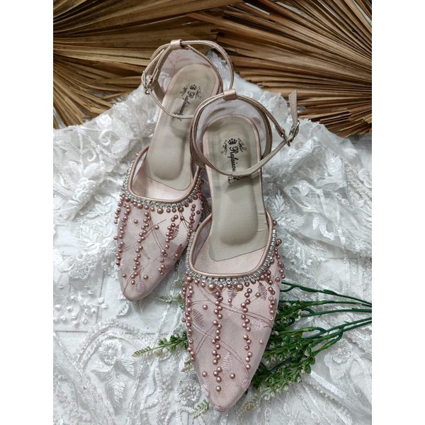 sepatu rachel rosegold wedding wanita 5cm kaca