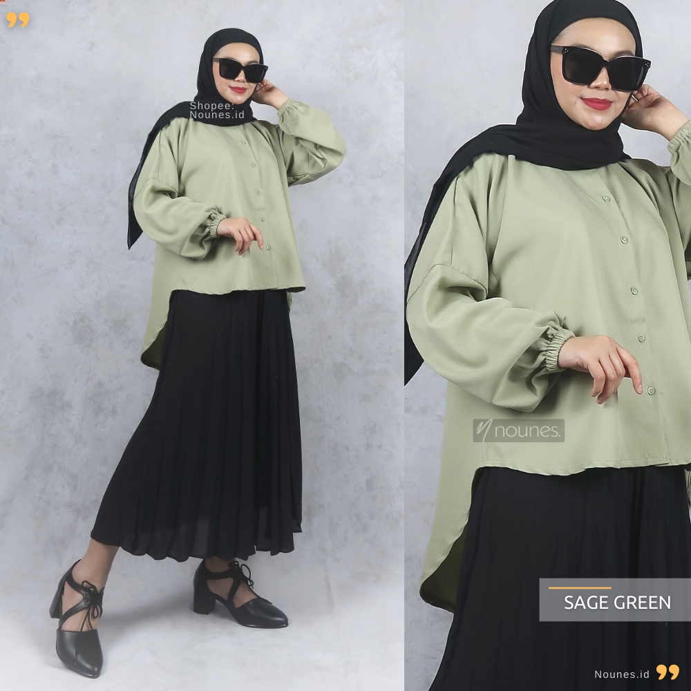 Nounes Amanda Shirt Oversized Tangan Balon Dropshoulder LD 115