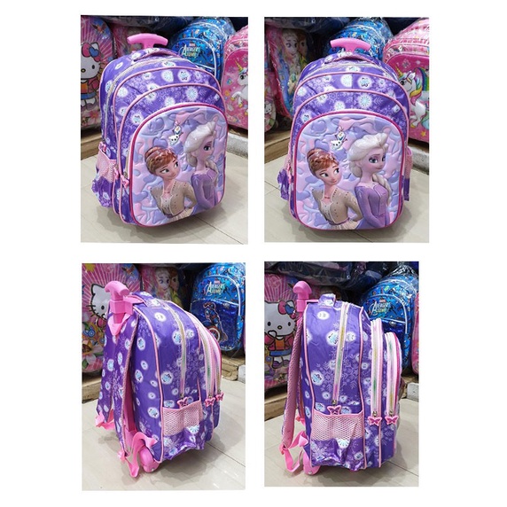 Tas Koper Tas Dorong Trolley Sd Anak Perempuan Frozen Lilac Glossy 3Resleting