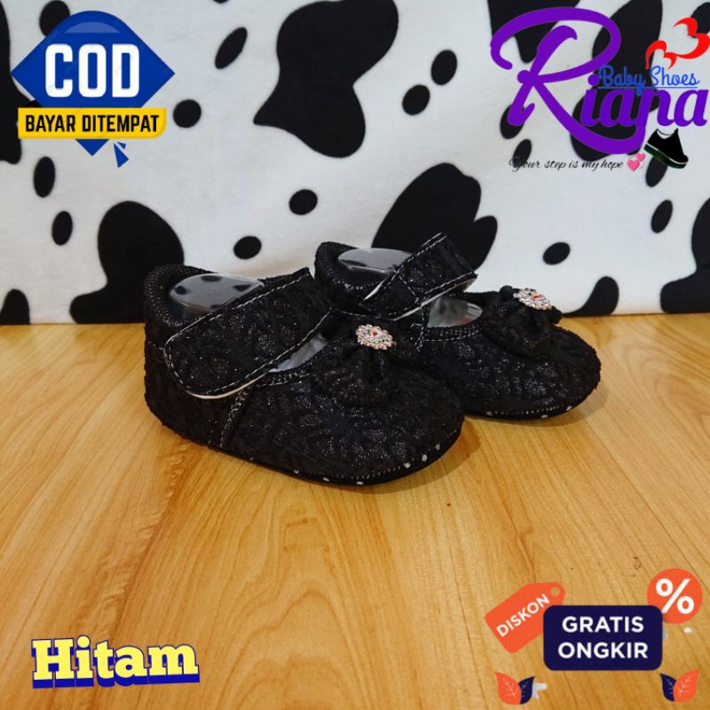 Sepatu bayi prewalker Brukat pita RS04 Bayi perempuan usia 5-15 Bulan