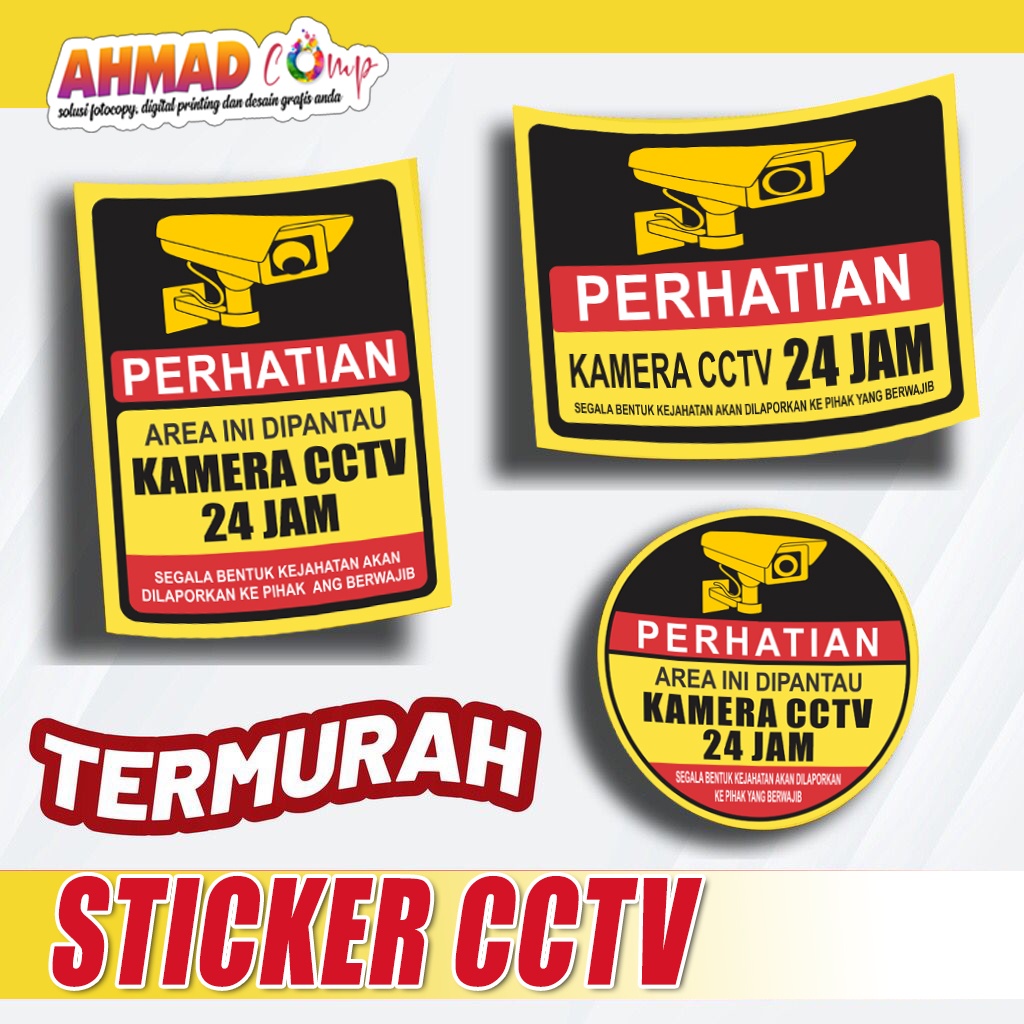 Stiker CCTV Murah | Stiker CCTV 24 jam | Stiker Sign Kamera CCTV 24 Jam Area Pantau | Stiker CCTV Be