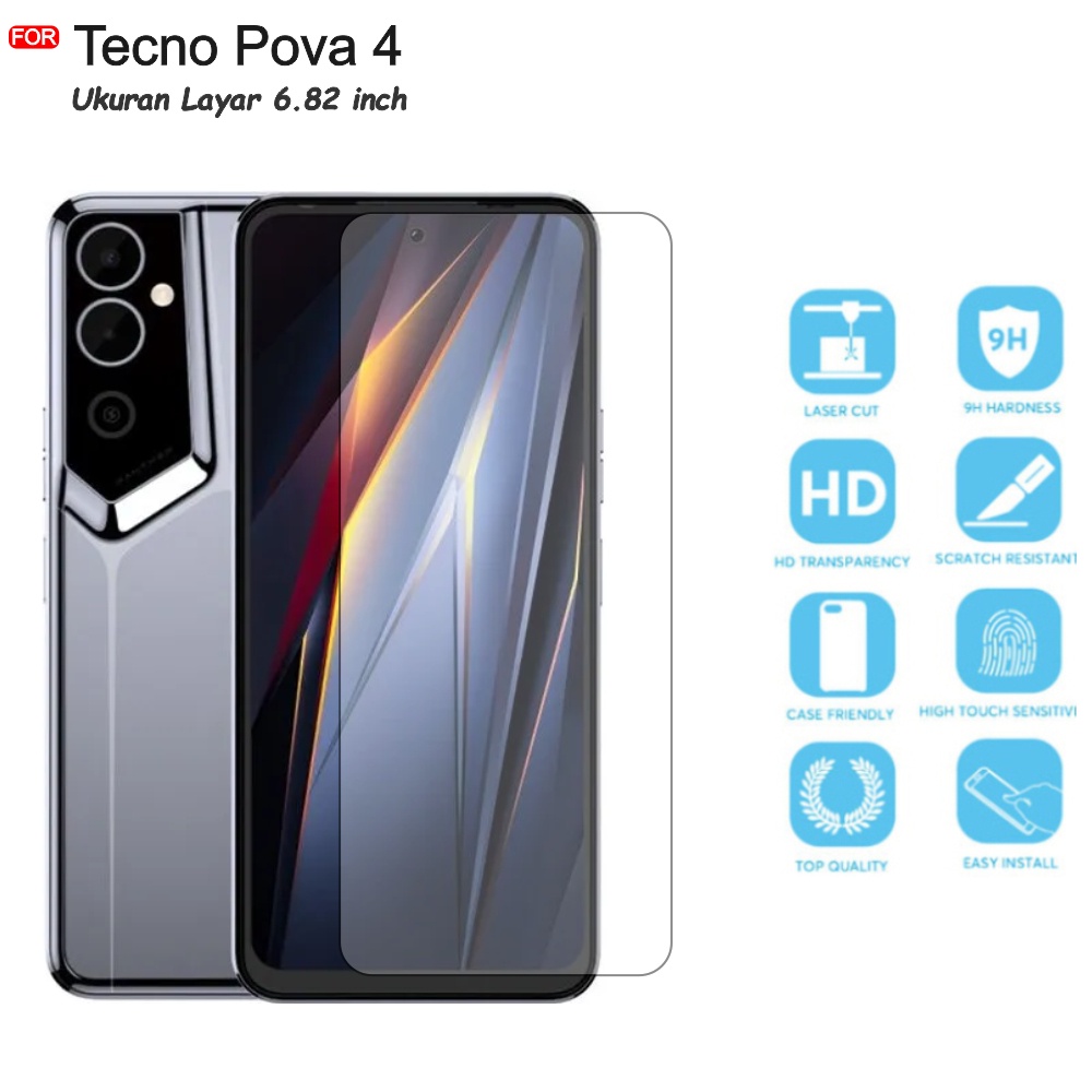 Tempered Glass Tecno Pova 4 - Anti Gores Kaca Premium Quality