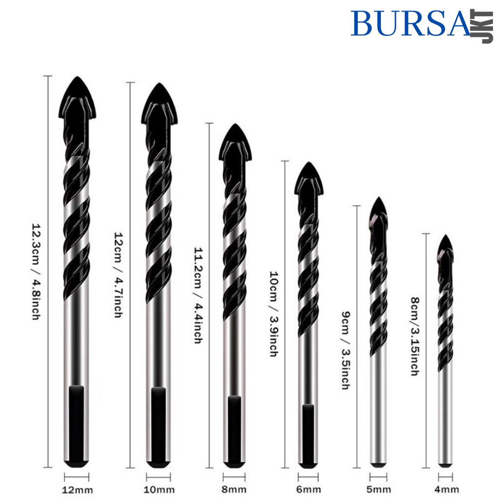MATA BOR KACA KERAMIK BETON TOMBAK KACA HEX SHANK 1/4 INCH 4 - 14MM