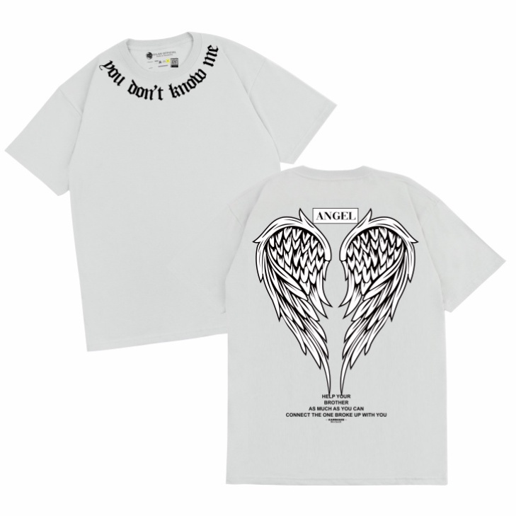 Gilan Kaos Baju PRIA/WANITA ORIGINAL ANGEL WING T Shirt Distro Desain Oversize Premium Hitam Putih Lengan Pendek Panjang Motif Sablon Viral Trendy Jepang Japan Keren Kekinian Unisex-V1 PUTIH