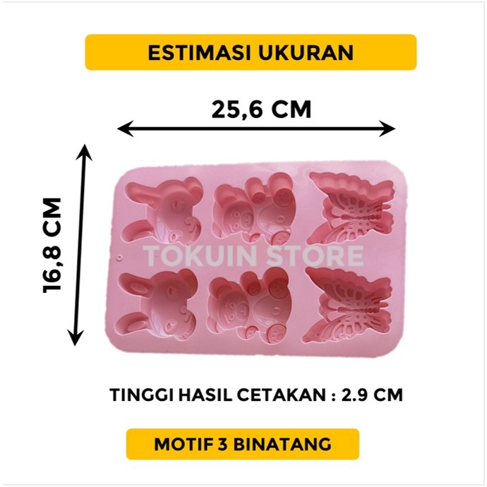 Cetakan Silikon Kue Coklat Kelinci Beruang Kupu Jelly Puding Sabun Es