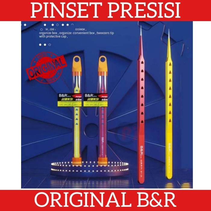 Original B&amp;R BT 15 16 Pinset Lurus Presisi Tweezer Long Tip For SMD