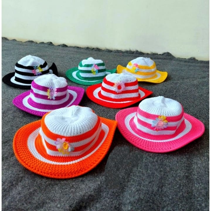 Topi Bucket Rajut Cewek Camelia(6 bulan-3 tahun)