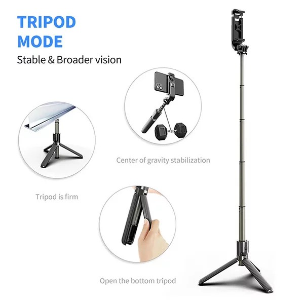 Tripod Tongsis Bluetooth Selfie TONGSIS R1S + LED - Sudah ada lampu LED