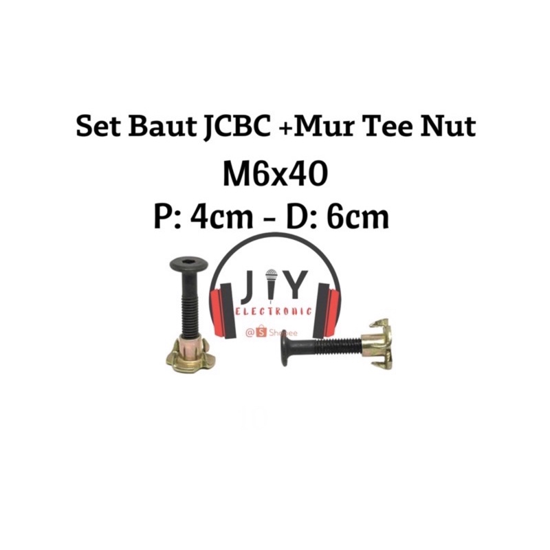 Baut Speaker Cakar JCBC M6x40 M6 x 40 Panjang 4cm (Baut + Mur Cakar)