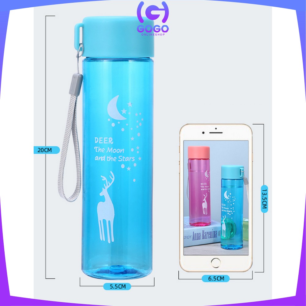 GOGO-C709 Botol Minum Portable 450ML Motif Karater Binatang Rusa / Tumbler Botol Air Minum Sport Travel Anak Sekolah