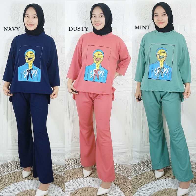 one set setelan celana cutbray kaos