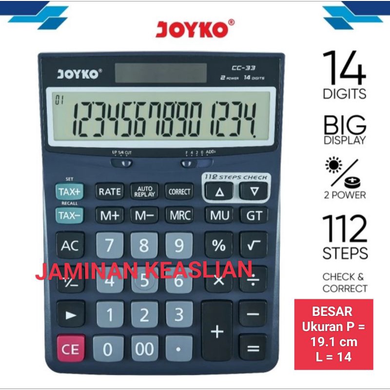 

Kalkulator BESAR Joyko CC-33 14 Digits Check Correct Calculator