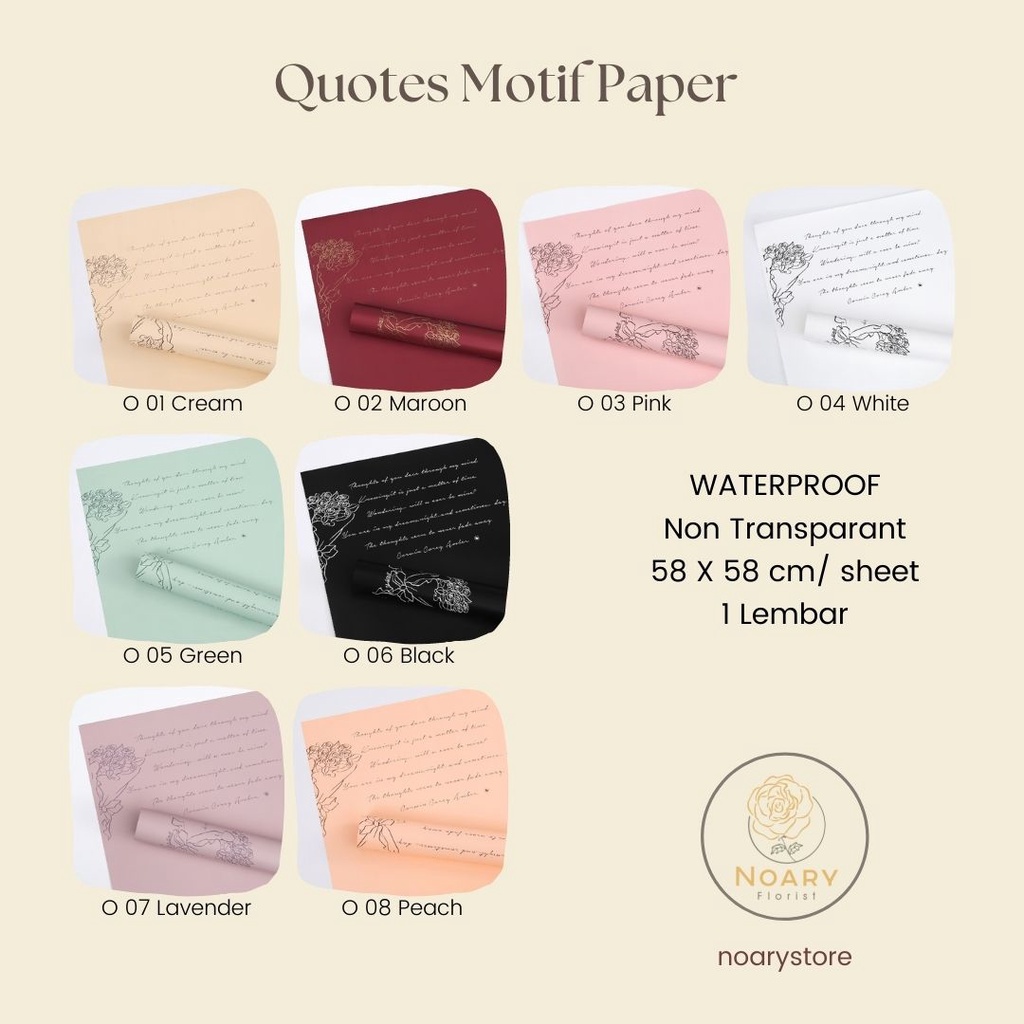 Quotes Motif Paper Wrap Kertas Buket Bunga Flower Paper Cellophane Kertas Kado / Flower Wrapping / Cellophane / Wrap / Kertas Bunga / Kertas Kado / Flower Paper / Kertas Grosir / Kertas Import / Kertas Cellophane / Florist / Buket Bunga / Florist Supply /