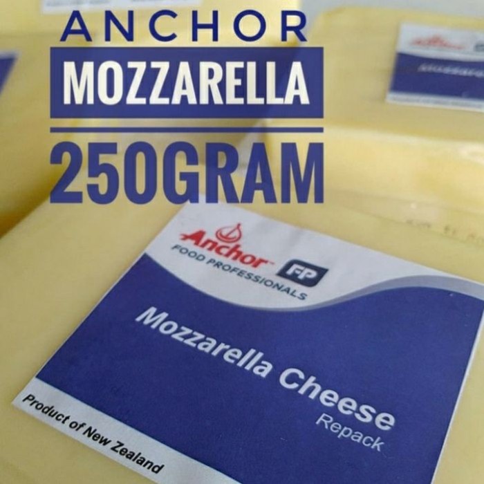 

T0P KEJU ANCHOR MOZARELLA 250GR CHEESE MOZARELLA NICE