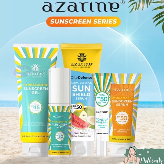 AZARINE SUNSCREEN❗️HYDRASHOOTHE SUNSCREEN GEL SPF45 PA+++ HYDRAMAX C SPF50 TONE UP MINERAL SPF50 SUNSCREEN MIST SPF50 SUN SHIELD SPF50 CALM MY ACNE