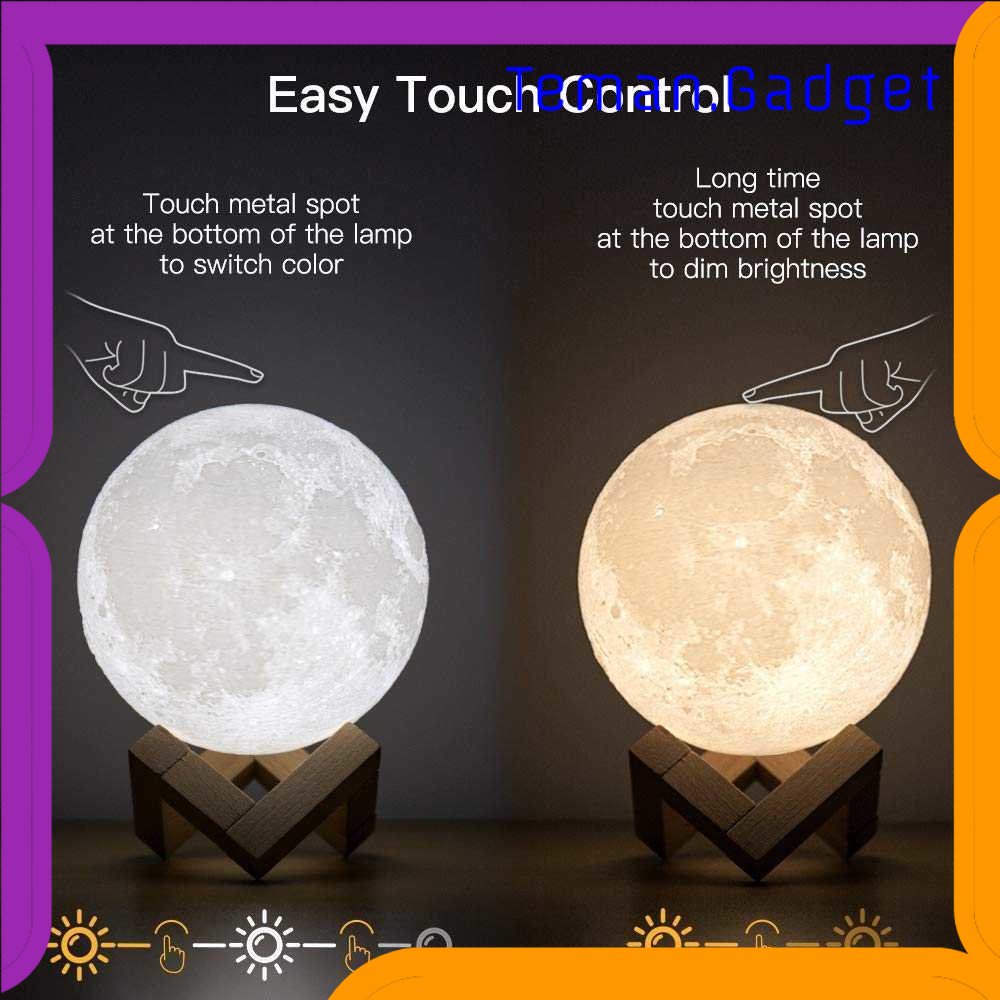 TG-LMP OUIO Lampu Tidur 3D Printed Moon Night Light Lamp 3 Color - OU15