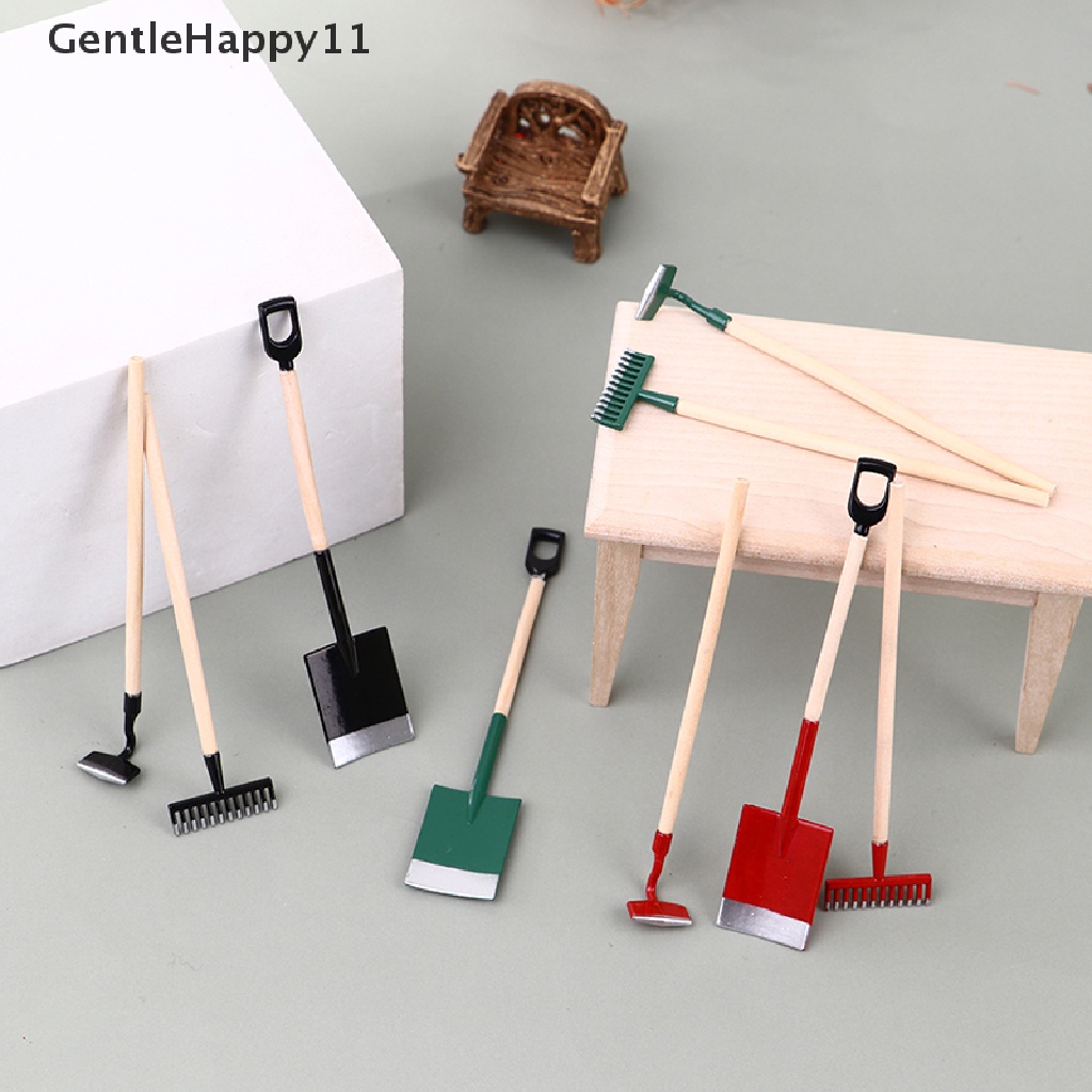 GentleHappy 3Pcs 1:12 Dollhouse Miniatures Gardening Shovel Rake Hoes Farm Tool Doll Decor id