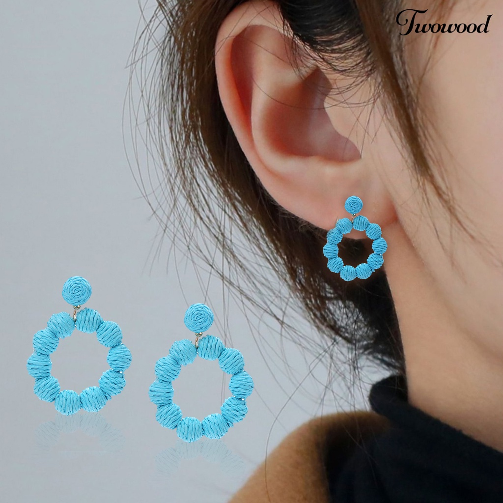 1 Pasang Anting Menjuntai Bentuk Bulat Geometris Gaya Bohemian Untuk Liburan