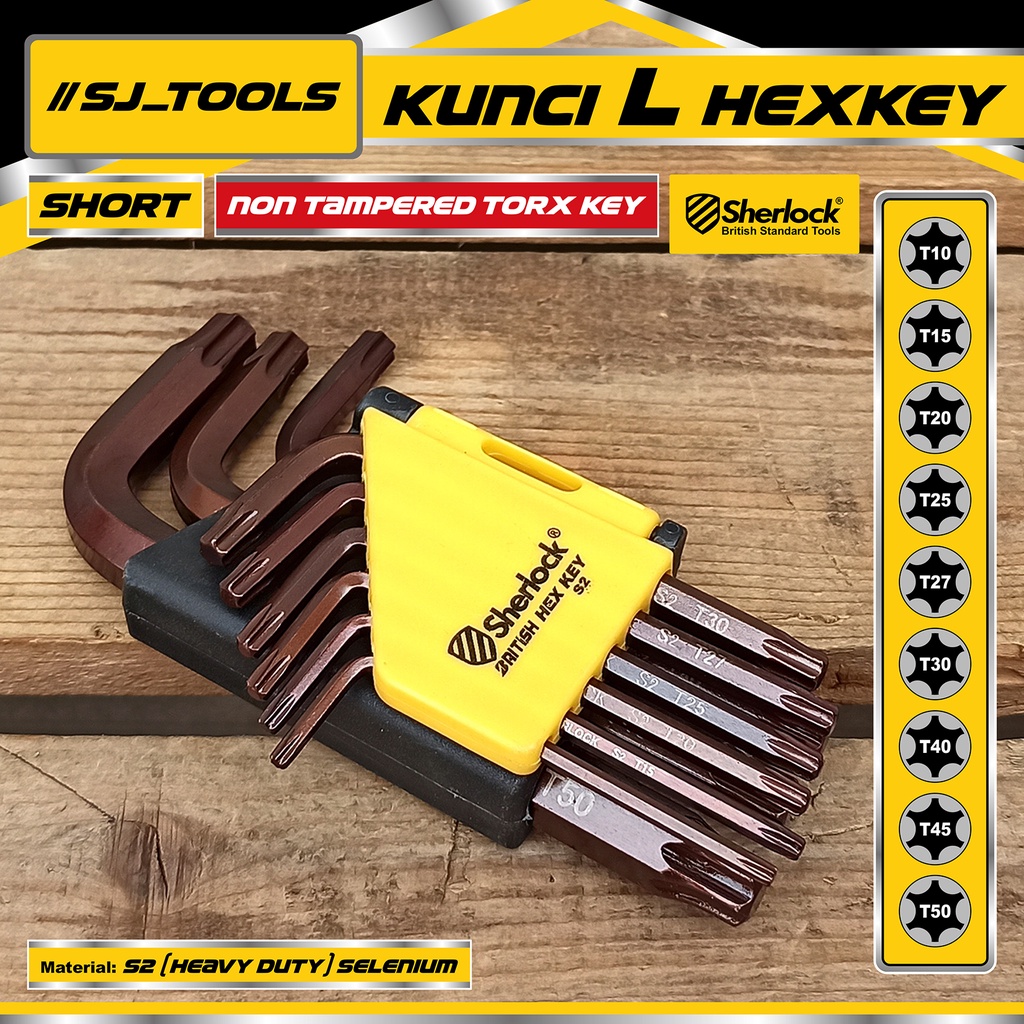 Sherlock Kunci L Set Bintang 9 Pcs mm (Pendek) / Kunci L Torx Set Original Sherlock