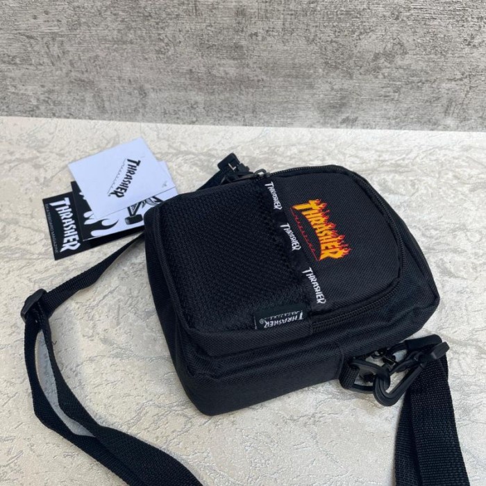 T0P TAS SELEMPANG SLINGBAG MINI THRASHER JARING HITAM PRIA WANITA MURAH NICE