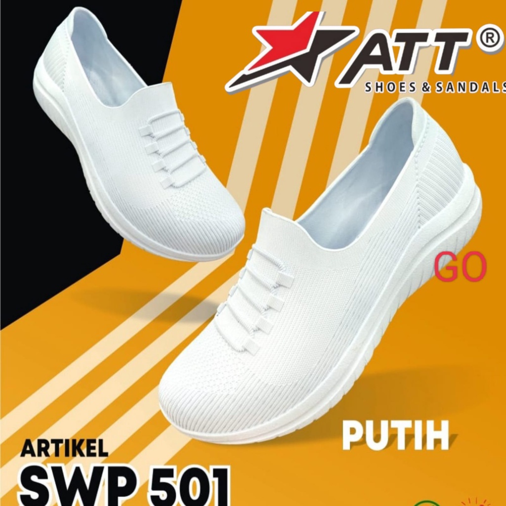 sogo ATT SWL 501 Sepatu Slip On Wanita  Karet Sneakers Anti Air PUTIH HITAM