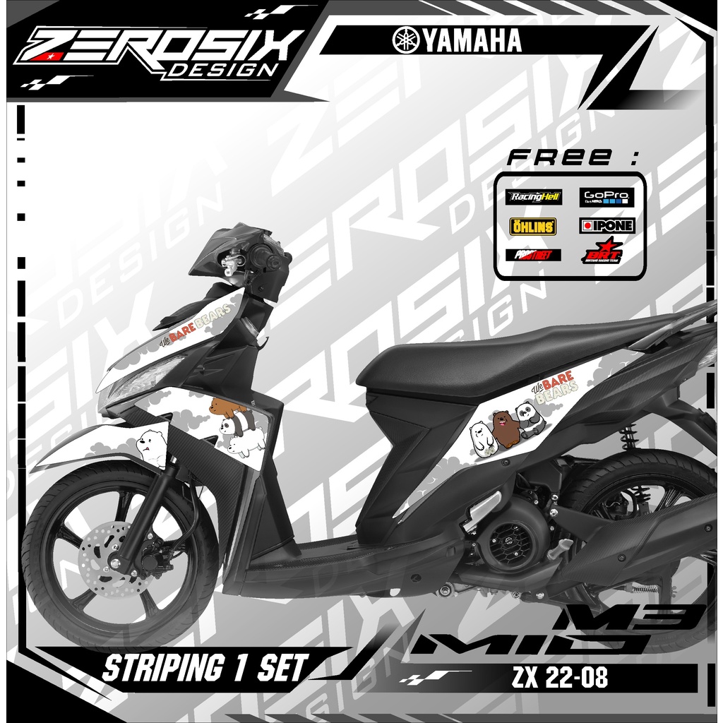 Sticker striping Mio M3 variasi stiker lis body terbaru Racing ZX 22 08