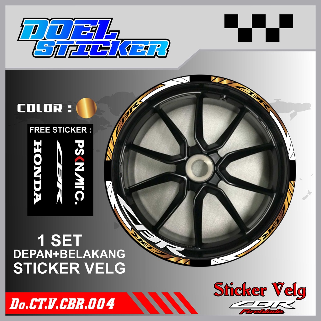 Stiker Cutting Velg CBR 150 Racing Lis List Variasi Custom Set Depan Belakang Doel 004