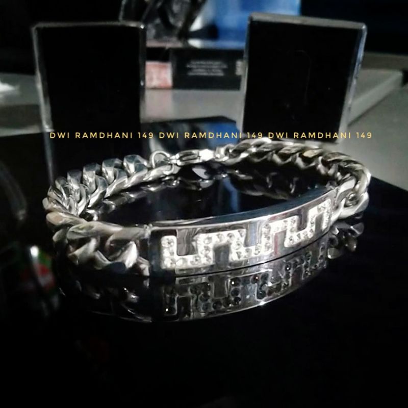 Gelang Titanium Pria Wanita Rantai Plat pipih Anti Karat Selamanya