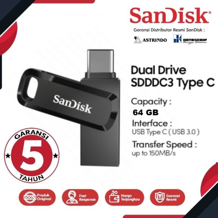 SanDisk OTG Flashdisk  64GB Ultra Dual Drive Go 64 GB USB Type C SDDDC3