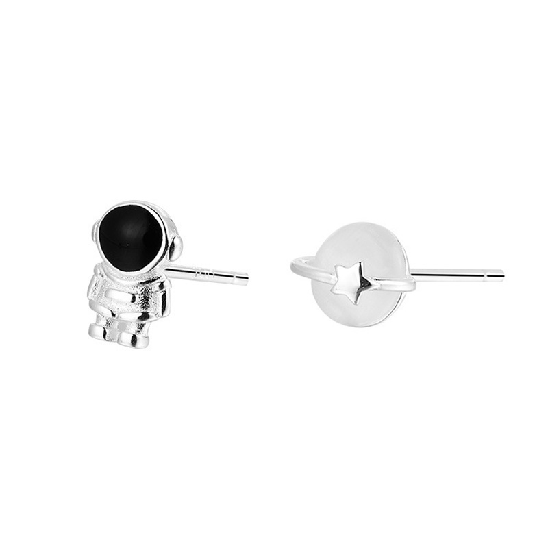 Anting Tusuk Sterling Silver 925 Model Astronot / Planet / Opal Untuk Wanita