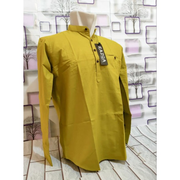 kemeja koko kasual polos lengan panjang KEMKO HIJAU LEMON