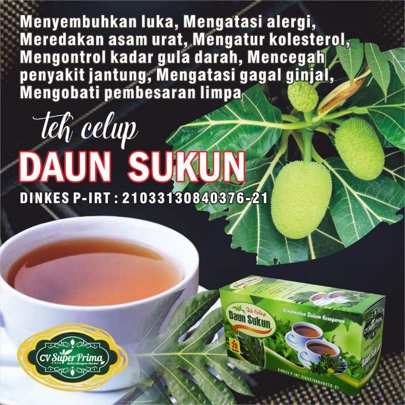 

DAUN SUKUN TEH CELUP. SUKUN SERBUK 20 BUNGKUS - BANTU RAWAT GINJAL. ALERGI. KOLESTEROL. SUPLEMEN HERBAL. IMUNITAS. ANTIOKSIDAN. JANTUNG. GAGAL GINJAL. ASAM URAT