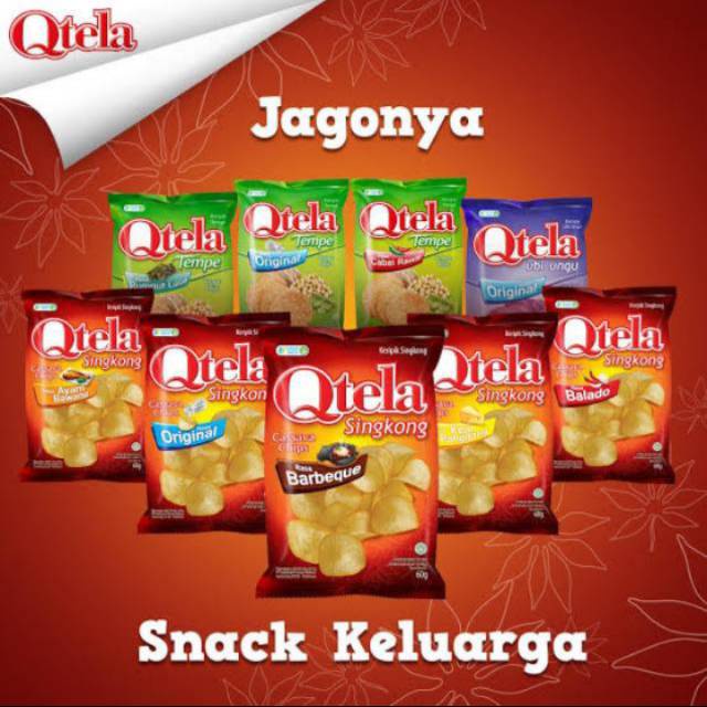 Qtela Keripik Singkong - Keripik Tempe - Keripik Ubi Ungu Qtella Kemasan tanggung 55gr