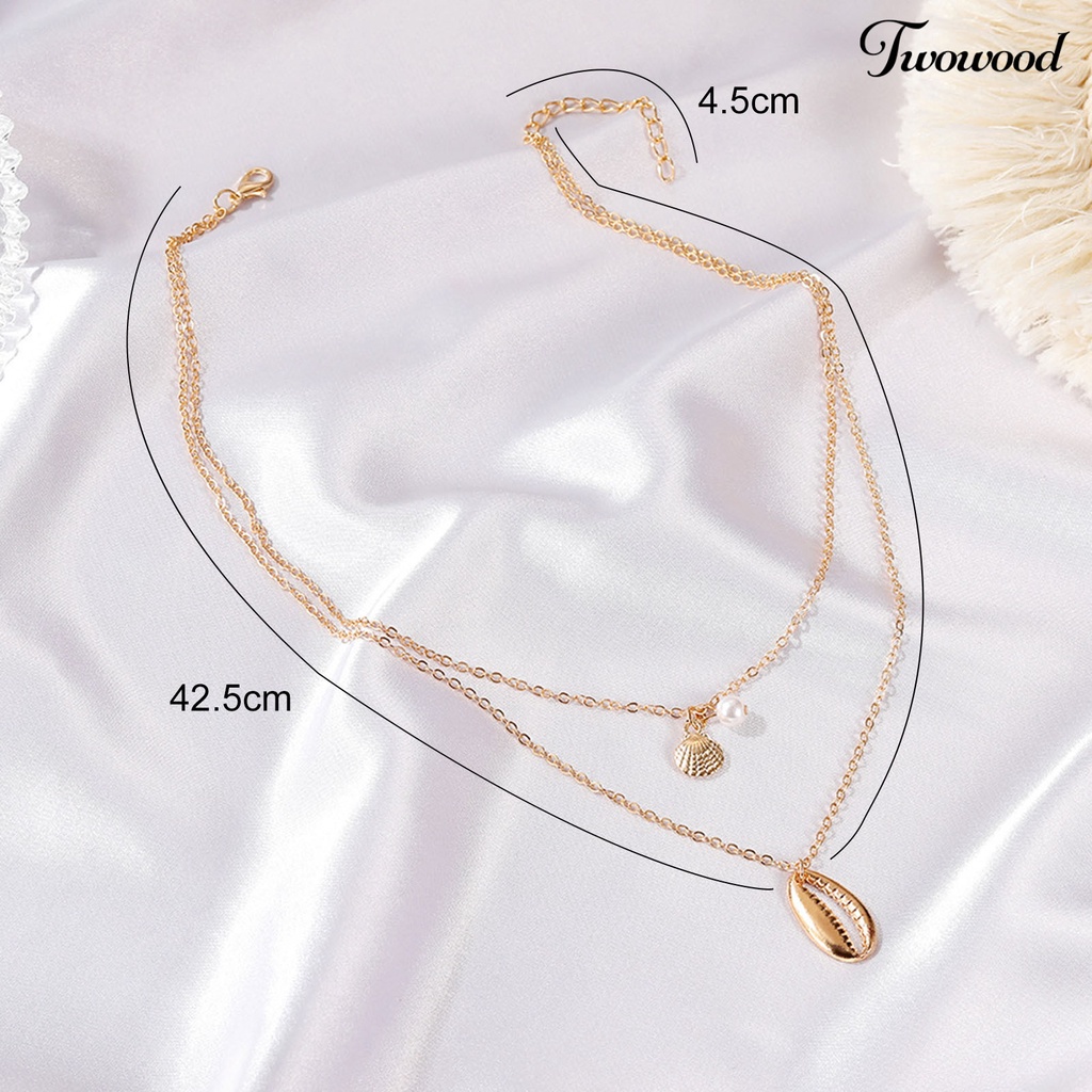 Kalung Choker Rantai Manik-Manik Mutiara Imitasi Bahan Alloy Untuk Wanita