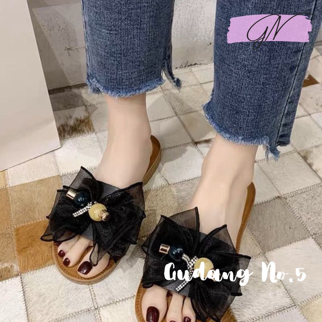 GN-2088 Sandal Selop Jelly Teplek Fashion Wanita Model Pita Import PCU